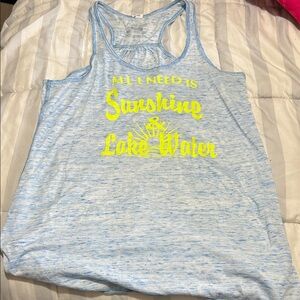Heathers Blue Tank Top with Yellow Graphic